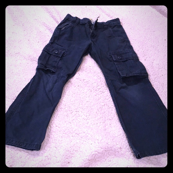 navy blue cargo trousers